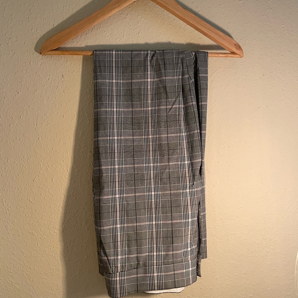 LOFT Black and White Plaid Pants